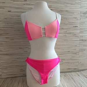 Victoria Secret Pink bikini top hot pink womens size large